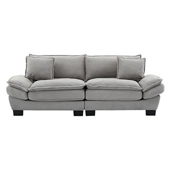 Corduroy Convertible Sofa Sleeper with Deep Seating & Pillows for Living Areas