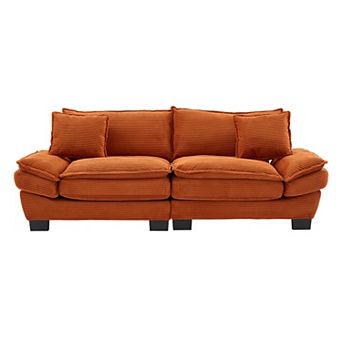 Corduroy Convertible Sofa Sleeper with Deep Seating & Pillows for Living Areas