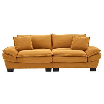 Corduroy Convertible Sofa Sleeper with Deep Seating & Pillows for Living Areas