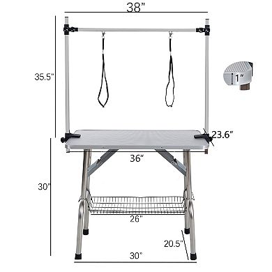 Streamdale Sturdy Foldable Pet Grooming Table with Storage