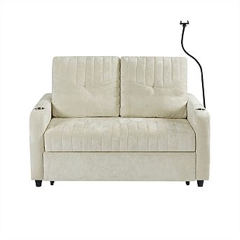 Streamdale Modern Loveseat Sofa Bed with Pull-Out, Storage, and Ports