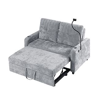 Streamdale Modern Loveseat Sofa Bed with Pull-Out, Storage, and Ports