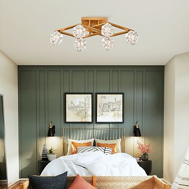 Streamdale 6-Light Crystal Dining Room Ceiling Lamp (Bulbs Included)