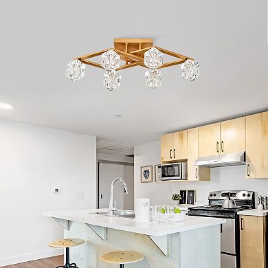 Streamdale 6-Light Crystal Dining Room Ceiling Lamp (Bulbs Included)