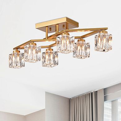 Streamdale 6-Light Crystal Dining Room Ceiling Lamp (Bulbs Included)