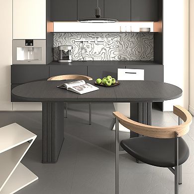 Streamdale Extendable Oval Dining Table, Seats 4-8, Black