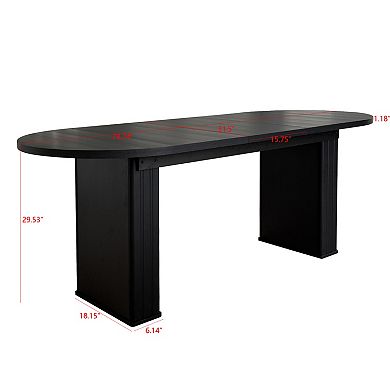Streamdale Extendable Oval Dining Table, Seats 4-8, Black