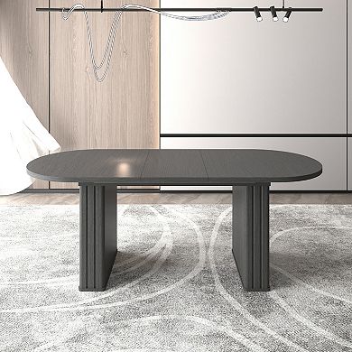 Streamdale Extendable Oval Dining Table, Seats 4-8, Black