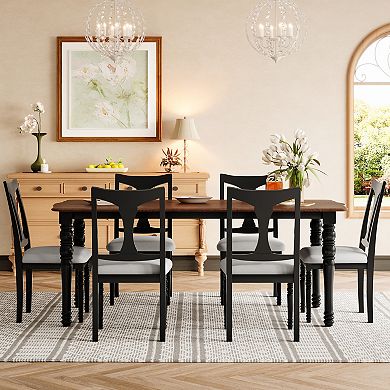 Streamdale Extendable Wood Dining Table Set with 6 Upholstered Chairs