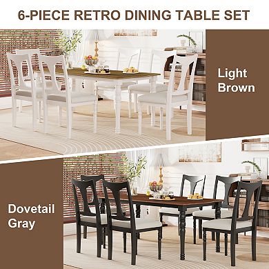 Streamdale Extendable Wood Dining Table Set with 6 Upholstered Chairs