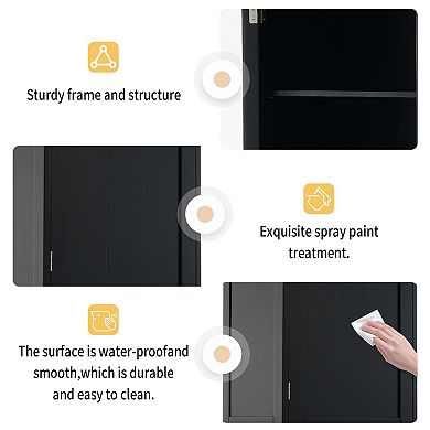 Streamdale 63" Bathroom Cabinet with Glass Doors and Shelves