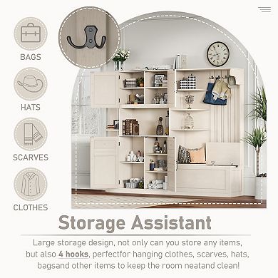 Streamdale Hall Cabinet with Storage & Hooks