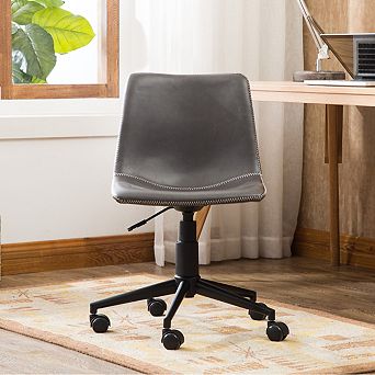 Streamdale Faux Leather 360 Swivel Air Lift Office Chair, Antique Gray