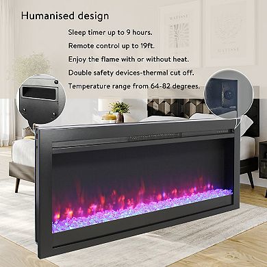 Streamdale 44-inch Electric Fireplace with Remote, Color Flame & LEDs