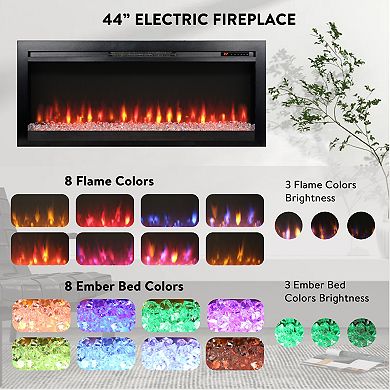 Streamdale 44-inch Electric Fireplace with Remote, Color Flame & LEDs