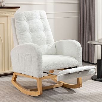 Streamdale High Back Accent Rocking Chair with Footrest