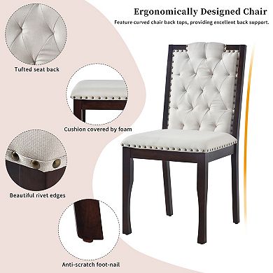 Streamdale 6-Piece Dining Table Set- 60" Table, 4 Tufted Chairs & Bench