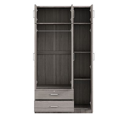 Streamdale Modern 3-Door Wardrobe with Drawers, Mirror, & Cabinet