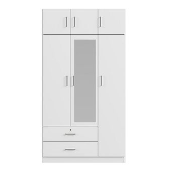 Streamdale Modern 3-Door Wardrobe with Drawers, Mirror, & Cabinet
