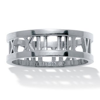 PalmBeach Jewelry Roman Numeral Stainless Steel Ring