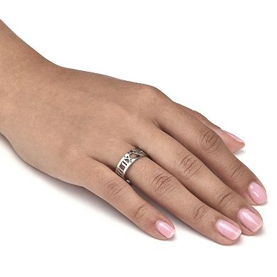 PalmBeach Jewelry Roman Numeral Stainless Steel Ring