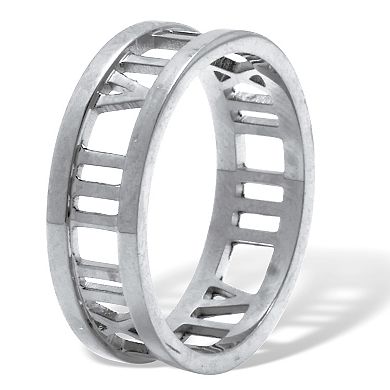 PalmBeach Jewelry Roman Numeral Stainless Steel Ring