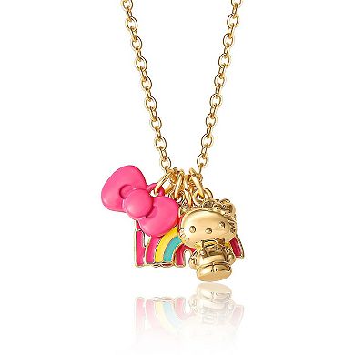 Hello Kitty Charm Necklace Official License, 16"+3" Gold-Tone Necklace with 4 Hello Kitty Charms