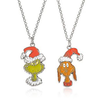 Dr Seuss Grinch and Max Pendant BFF Necklace for 2 Official License, 16"+3"