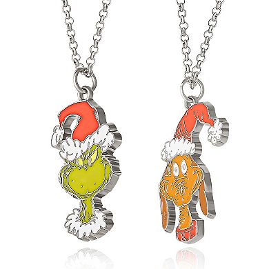Dr Seuss Grinch and Max Pendant BFF Necklace for 2 Official License, 16"+3"