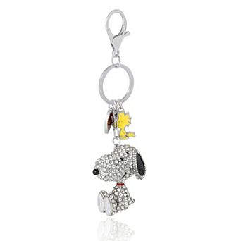 Peanuts Snoopy Crystal Cluster Pavé Bag Charm Keychain Officially Licensed