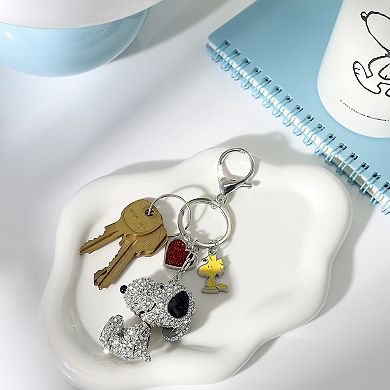 Peanuts Snoopy Crystal Cluster Pavé Bag Charm Keychain Officially Licensed