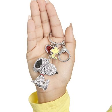 Peanuts Snoopy Crystal Cluster Pavé Bag Charm Keychain Officially Licensed
