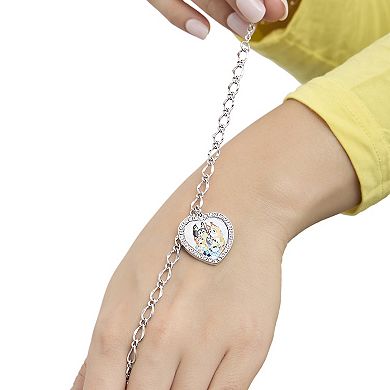 Bluey Heart Pendant Chain Bracelet - Silver Tone