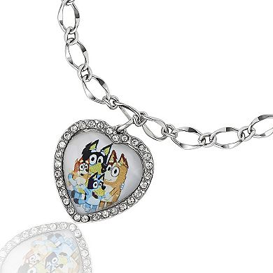 Bluey Heart Pendant Chain Bracelet - Silver Tone