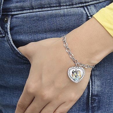 Bluey Heart Pendant Chain Bracelet - Silver Tone