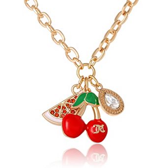 Juicy Couture Cherry & Watermelon Charm Necklace - 18 + 2''