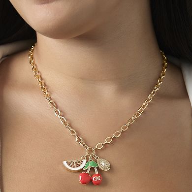 Juicy Couture Cherry & Watermelon Charm Necklace - 18 + 2''