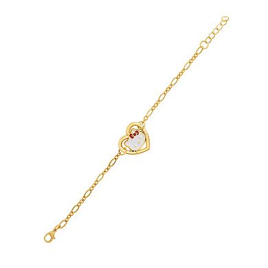 Hello Kitty Heart Link Bracelet in Gold-Tone