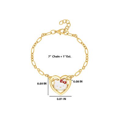 Hello Kitty Heart Link Bracelet in Gold-Tone