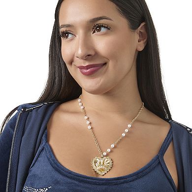 Juicy Couture Charm Heart Necklace, Gold‑Tone with Pearl Accent