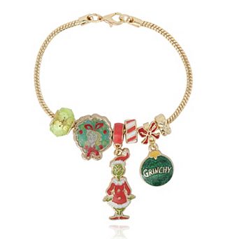 Dr. Seuss Grinch Holiday Charm Beaded Bracelet
