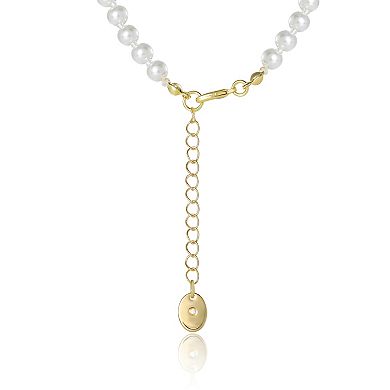 Juicy Couture Pearl Necklace with Pavé Bow, Gold‑Tone Accents