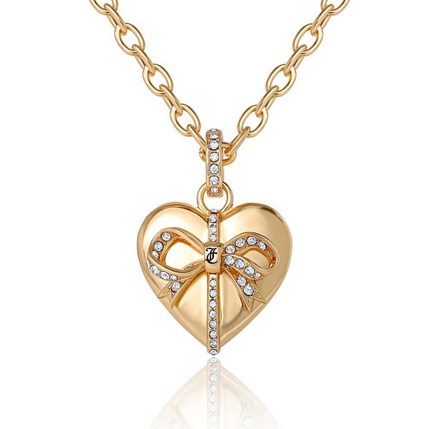 Goldtone Heart and Juicy Toggle Charm Necklace - Juicy Couture Juicy Couture Gold Heart Charm Necklace display picture 1