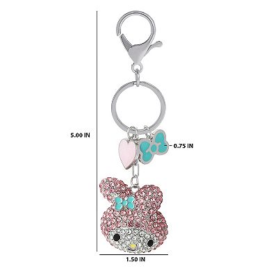 My Melody Crystal Cluster Pavé Bag Charm Keychain Officially Licensed Sanrio