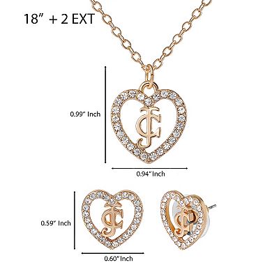 Juicy Couture Gold-Tone Pavé Heart Necklace & Stud Earrings Set