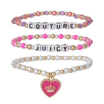 Juicy Couture Kids Choose Juicy Heart Charm 3 pc Beaded Jewelry