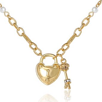 Juicy Couture Heart Locket Charm Necklace, Gold‑Tone with Initial ‘J’
