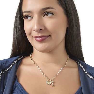 Juicy Couture Heart Locket Charm Necklace, Gold‑Tone with Initial ‘J’