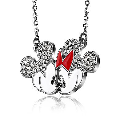 Disney Minnie Mouse and Mickey Mouse Necklace - 16"+3" Crystal Pendant