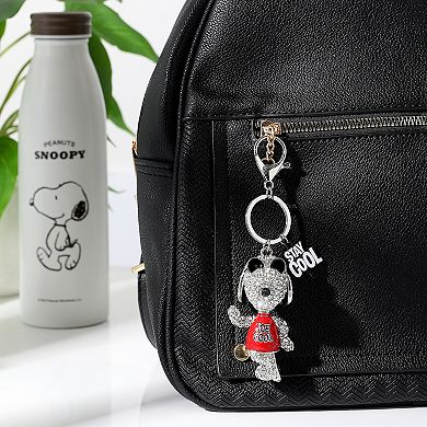 Peanuts Snoopy Joe Cool Crystal Pavé Bag Charm Keychain Officially Licensed